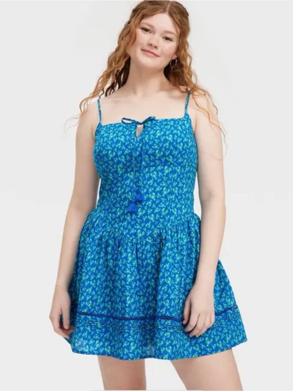 Blue Floral Spaghetti-Strap Women’s Dress - Picture 10 of 10